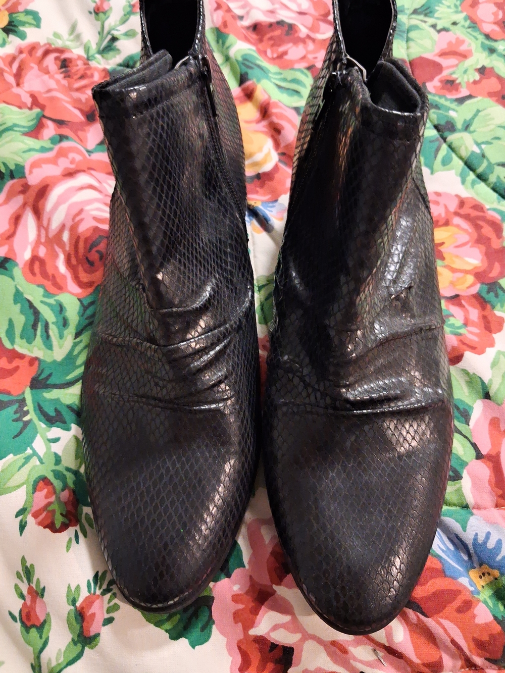 BareTraps Black Snake-Effect Ankle Booties